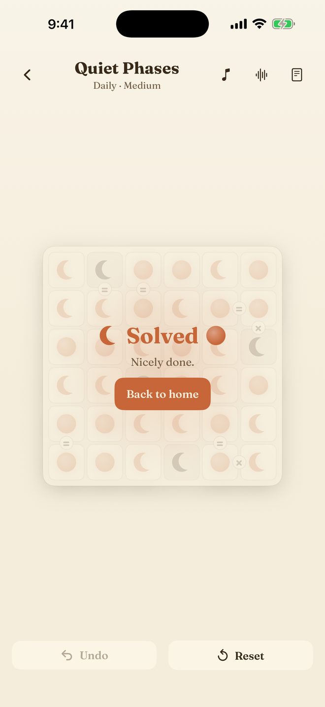 A solved daily puzzle with the celebration