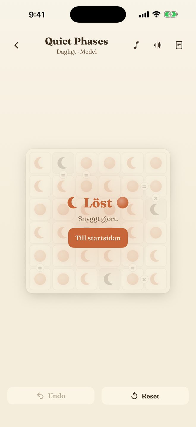 A solved daily puzzle with the celebration